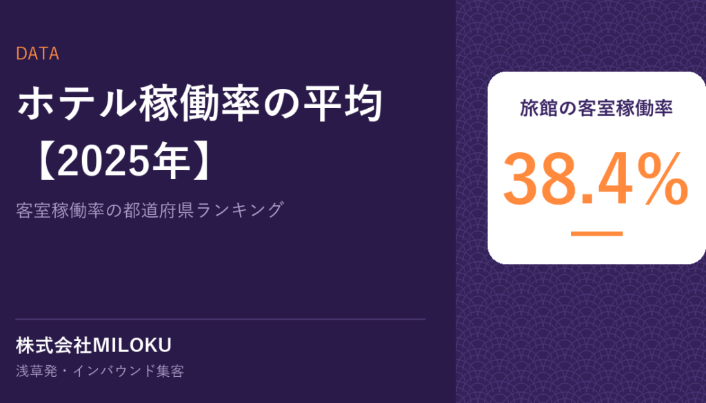 ホテル稼働率の平均【2025年】｜旅館の客室稼働率 38.4%