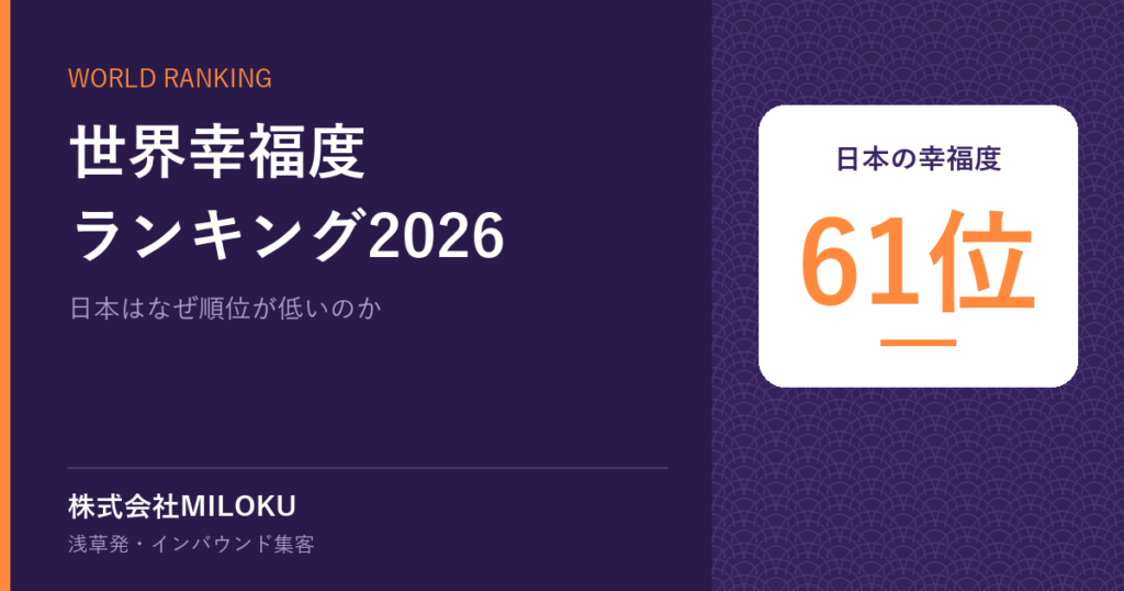 世界幸福度ランキング2026|日本の幸福度 61位