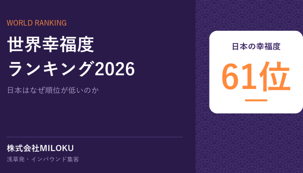 世界幸福度ランキング2026｜日本の幸福度 61位
